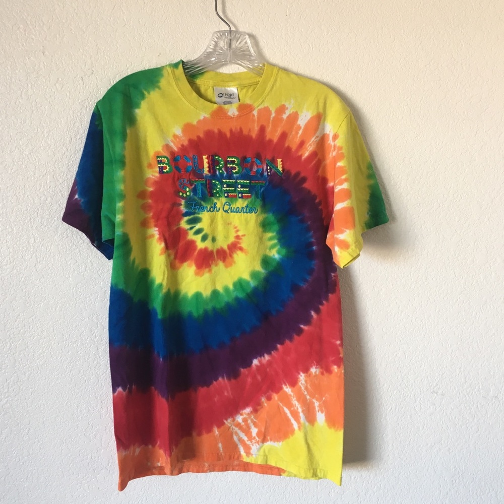 🌈VTG embroidered tie dye New Orleans cotton Tee